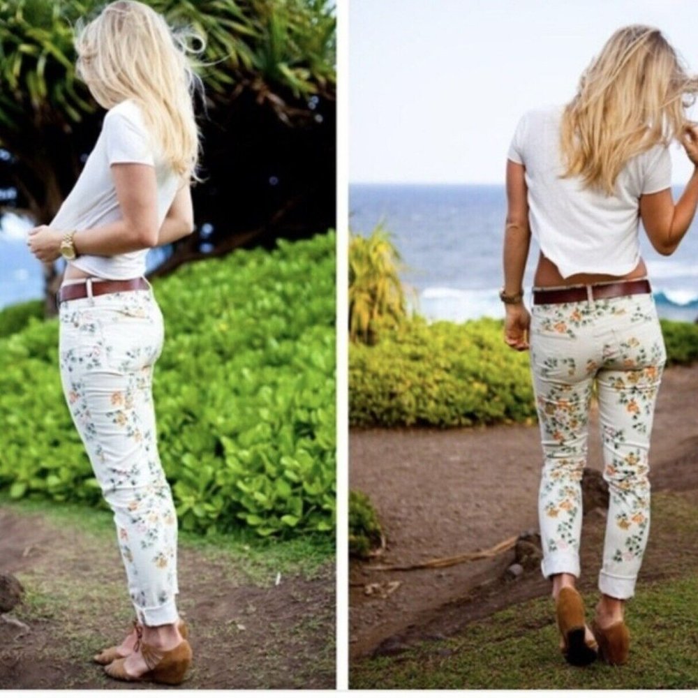 Citizens of Humanity Sz 27 Mandy High Waist Retro Slim Roll Up Floral Jeans - Picture 5 of 16